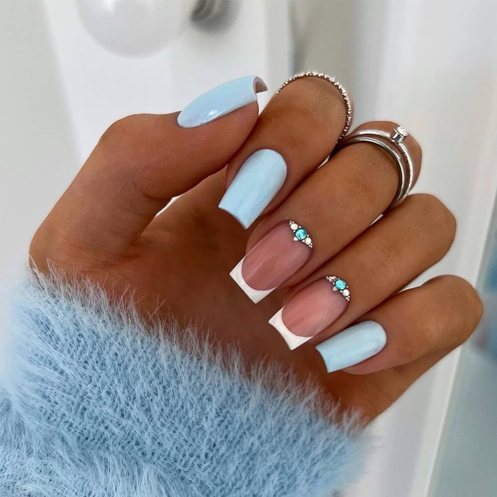 blue square acrylic nails