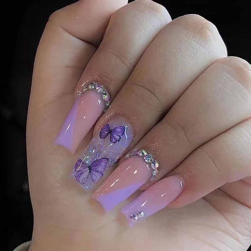 acrylic nails purple