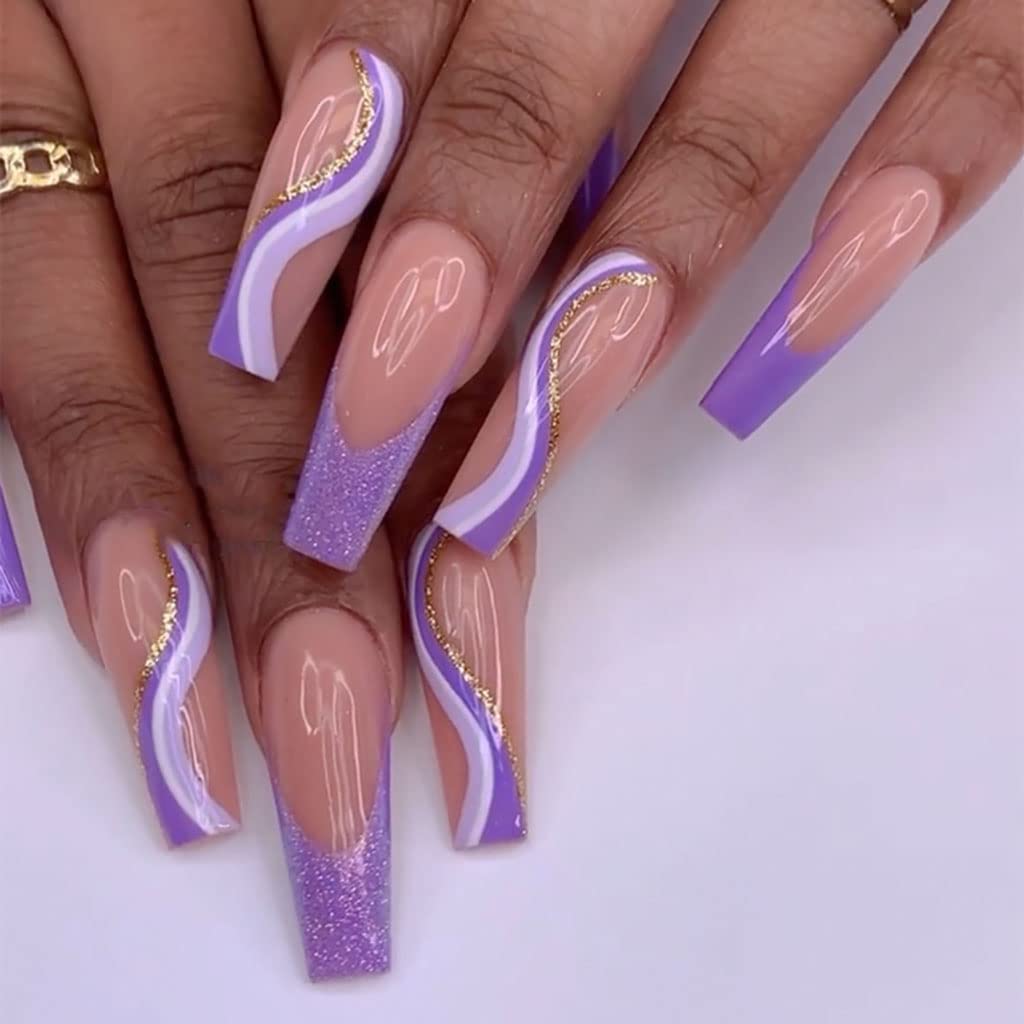acrylic nails purple