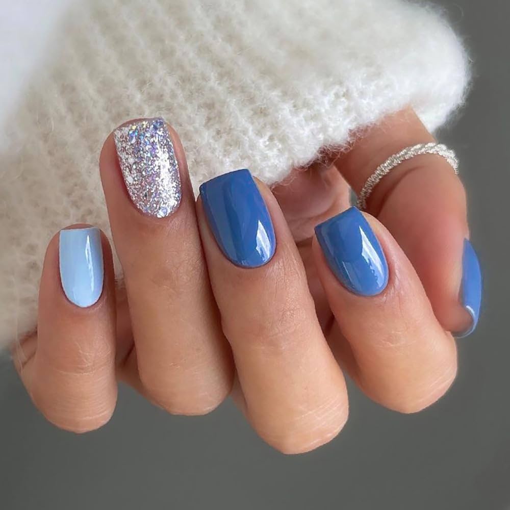 blue square acrylic nails