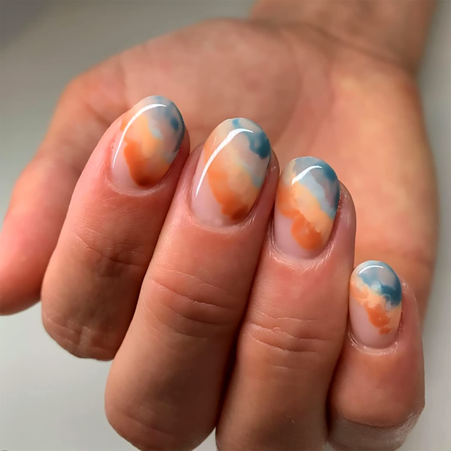 orange and blue nails