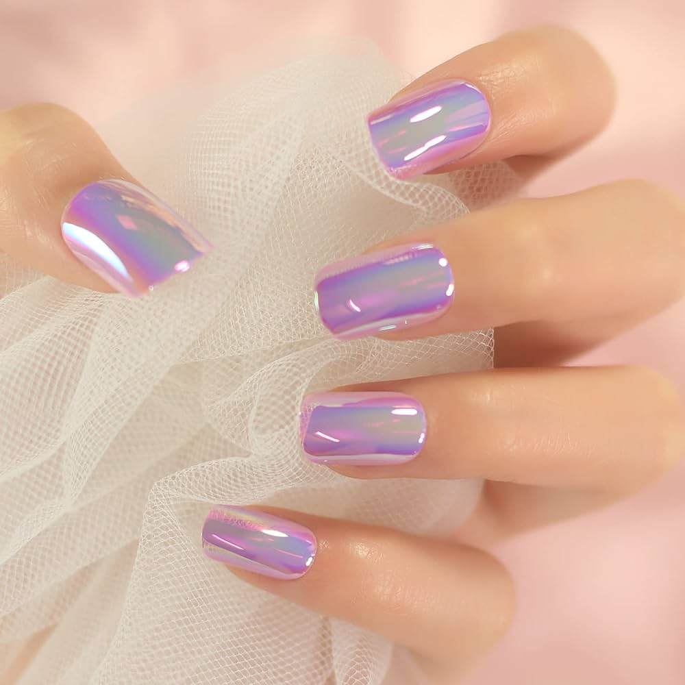 lavender chrome nails