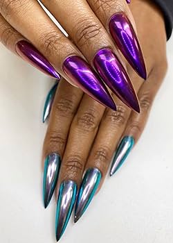 purple chrome nails design
