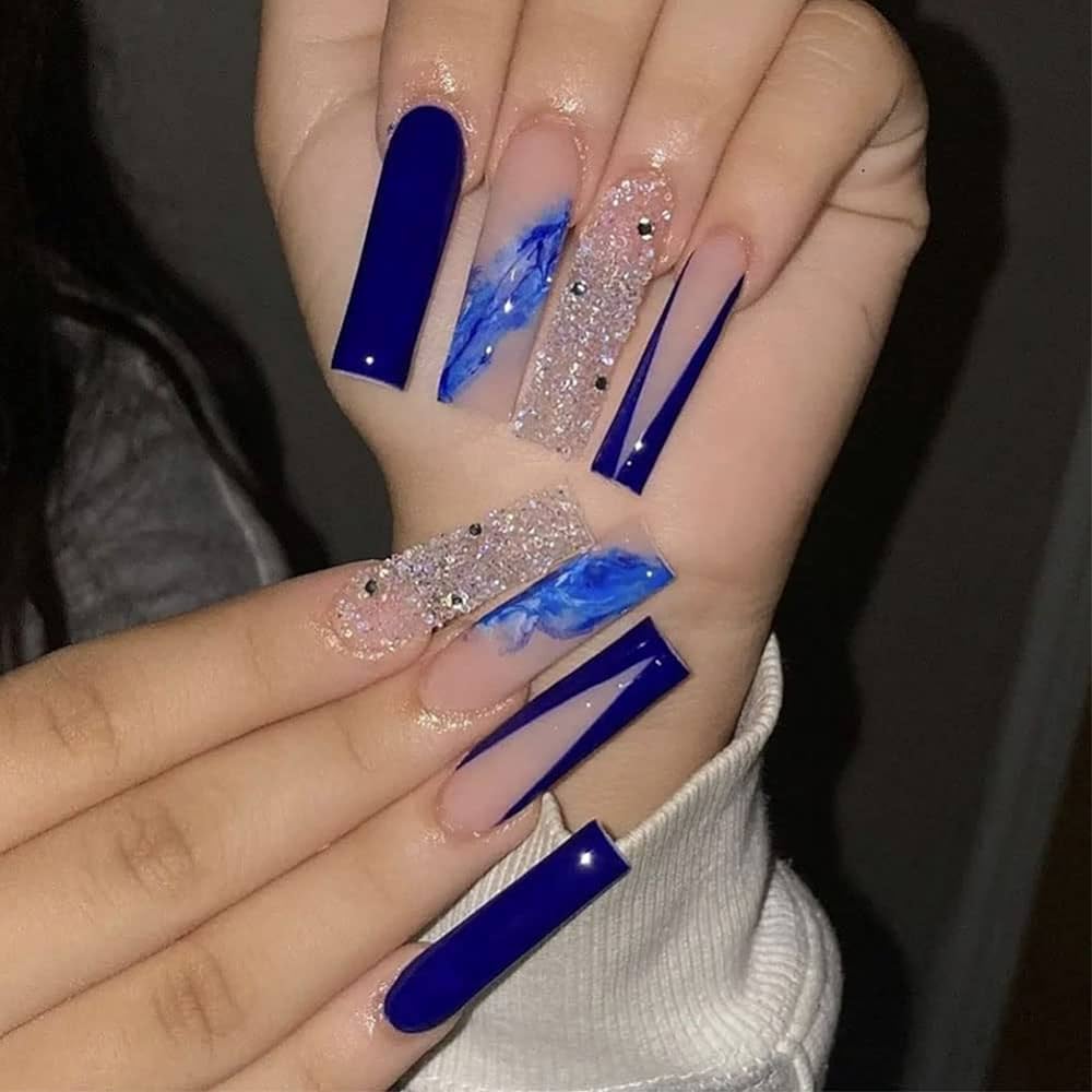 blue square acrylic nails