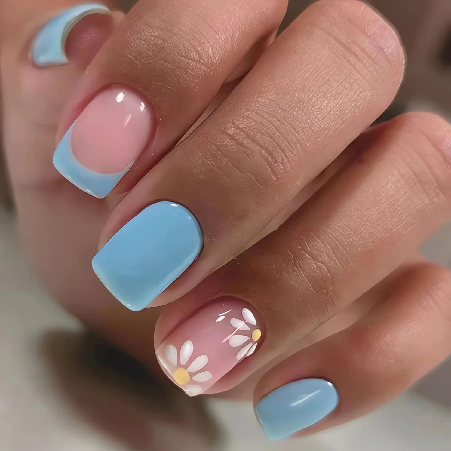 blue square acrylic nails