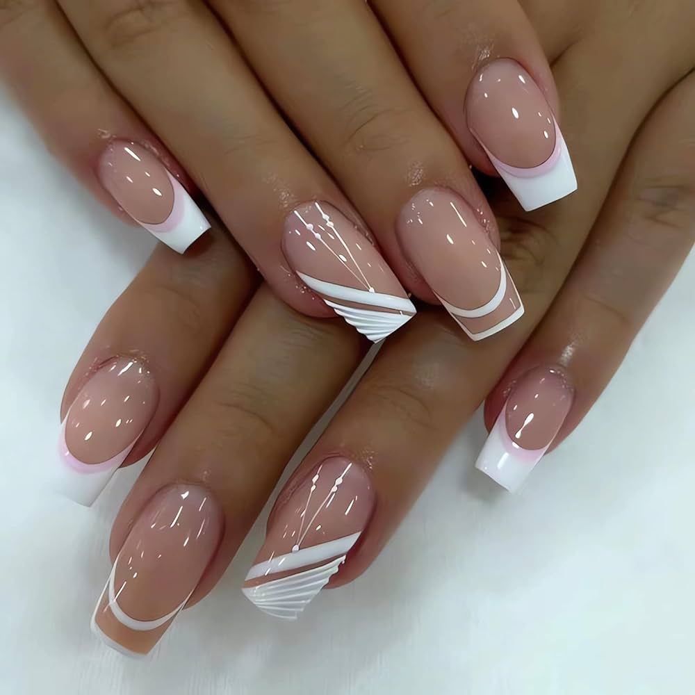 Medium French Tip Acrylic Nails
