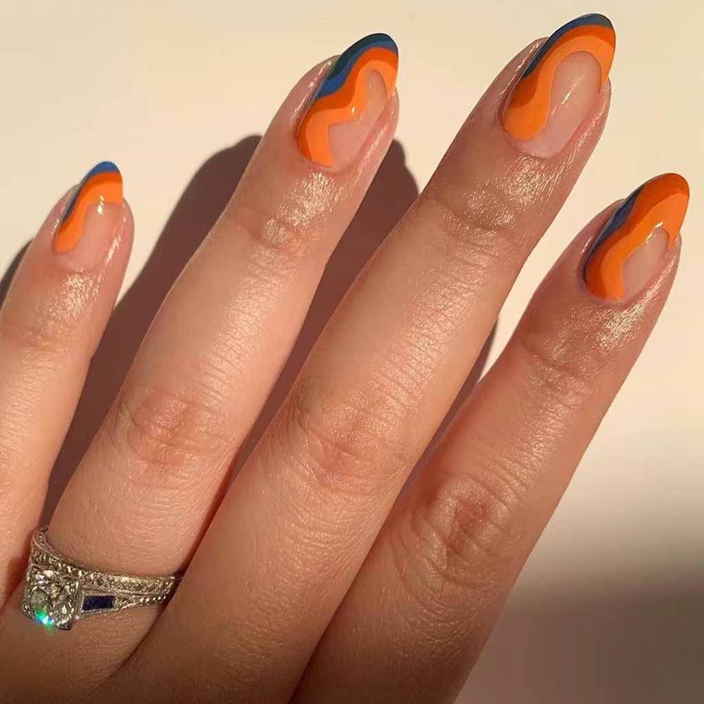 orange and blue nails