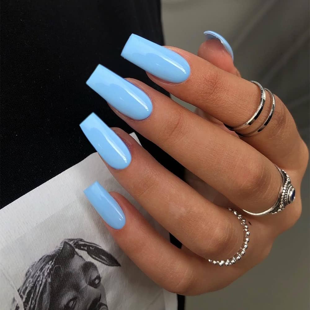 blue square acrylic nails