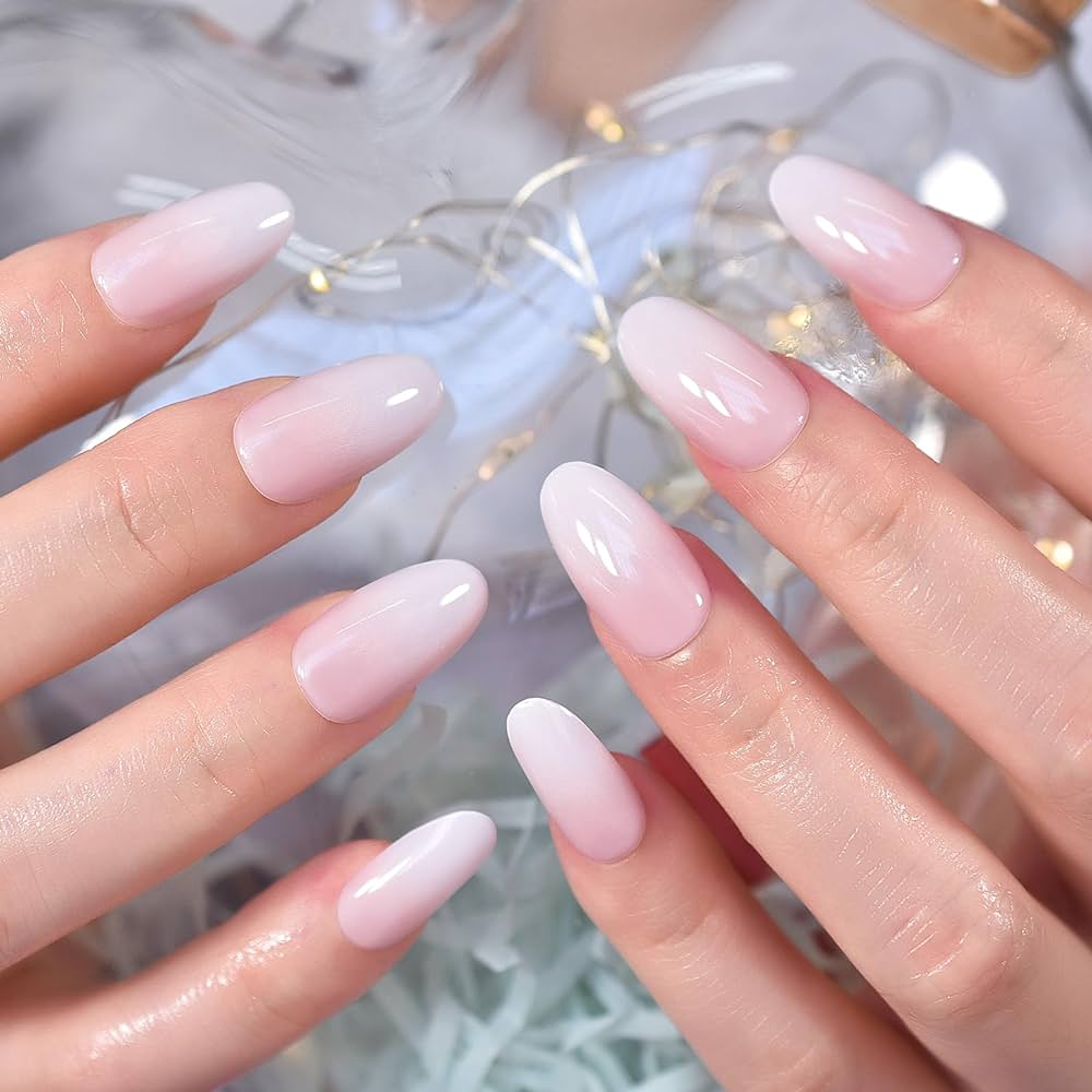 milk pink nails