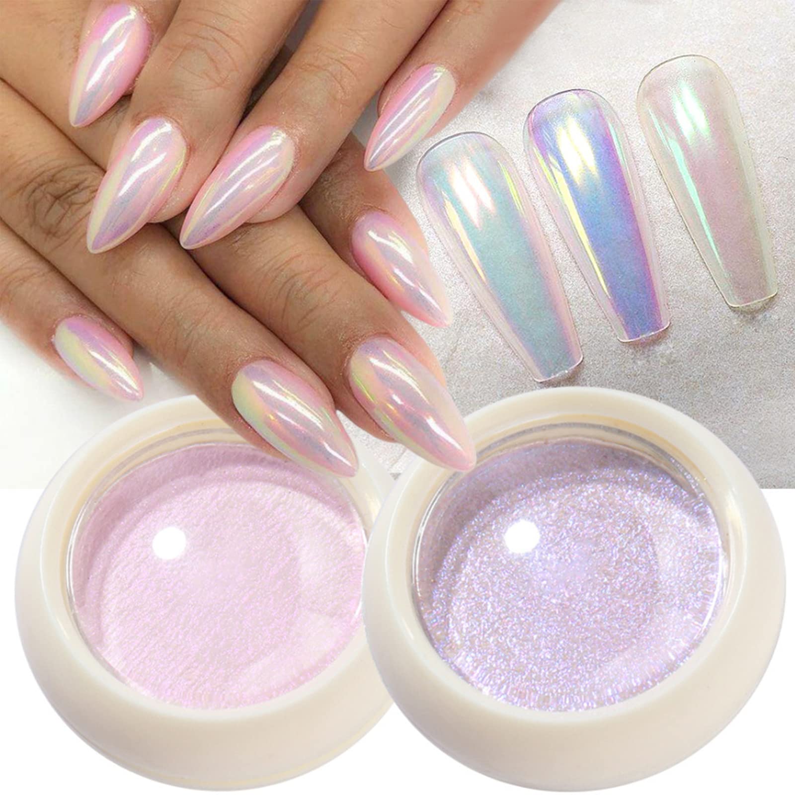 lavender chrome nails
