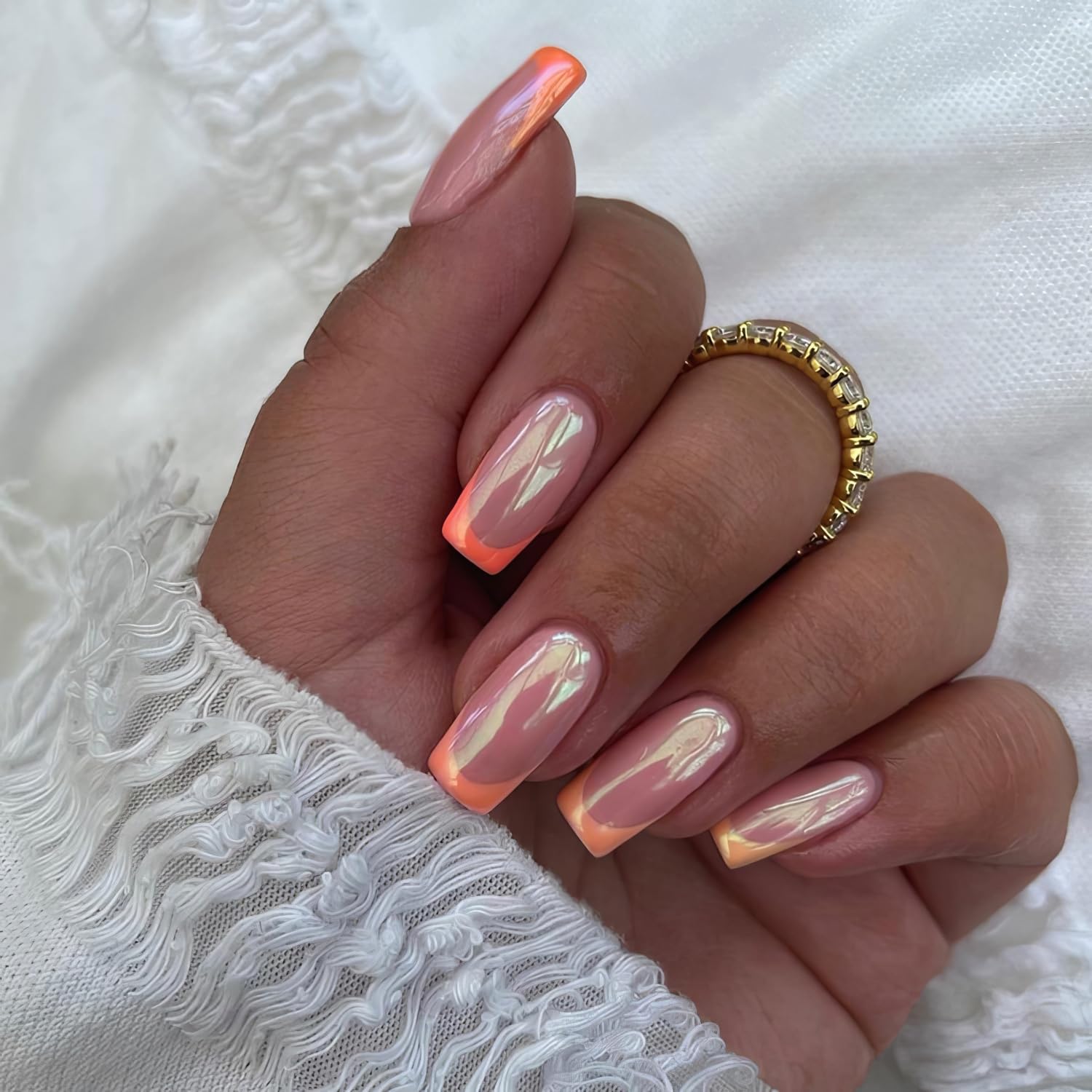 orange chrome nails