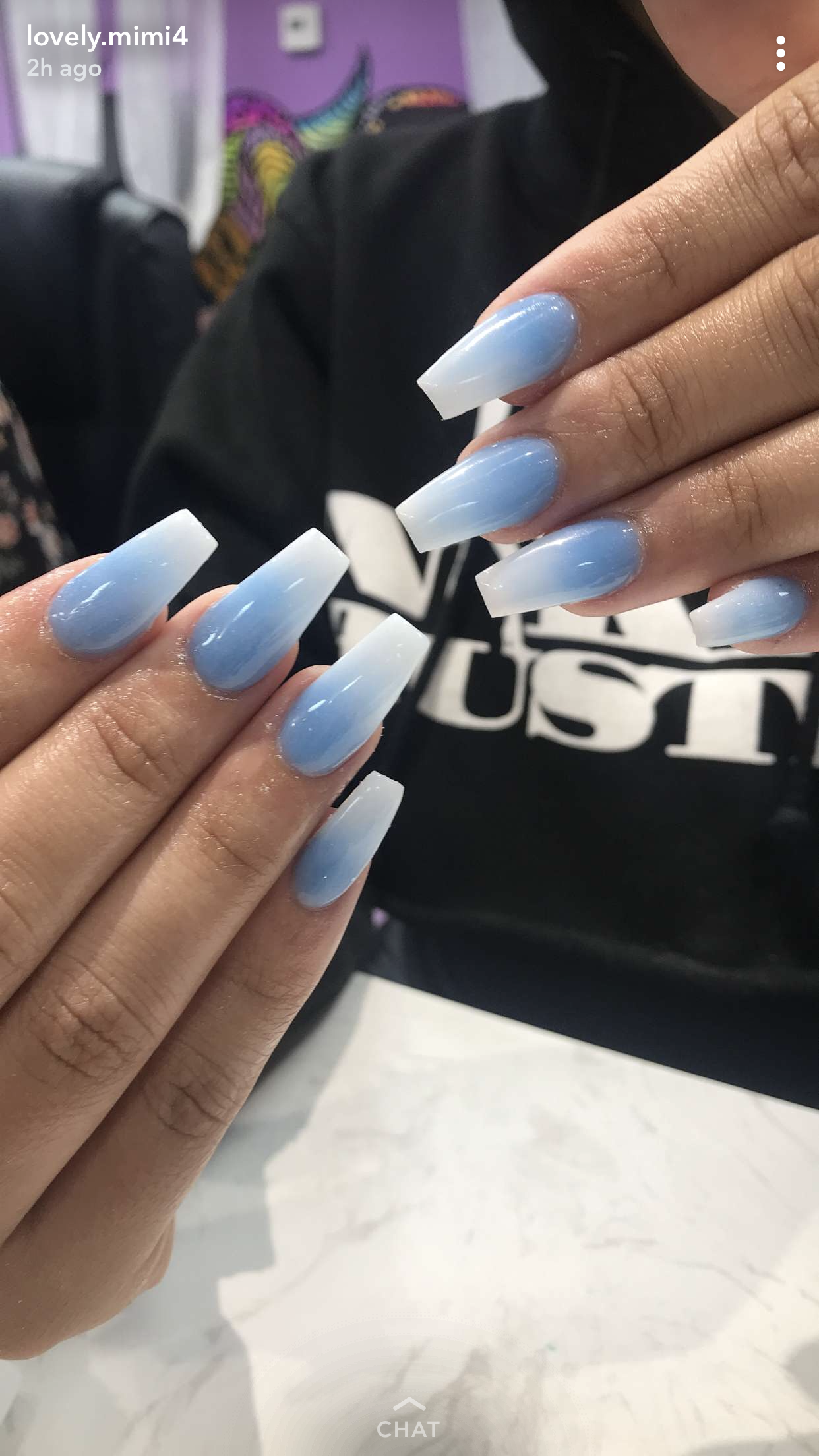 white and blue nails