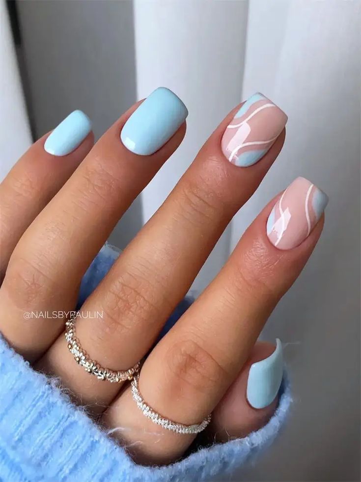 baby blue nails designs