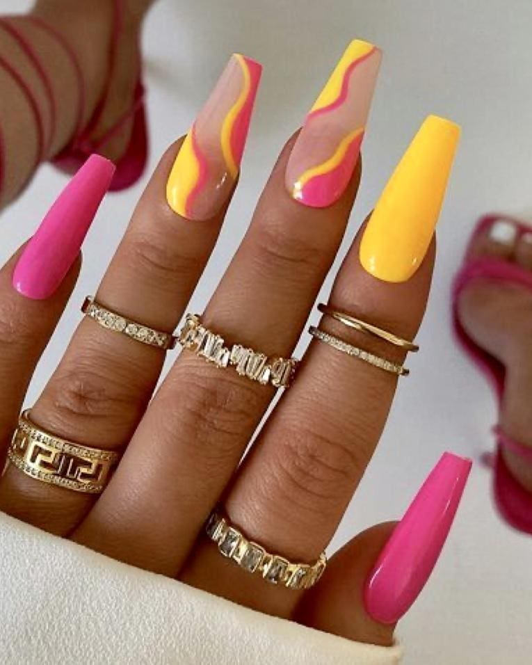 bright summer acrylic nails