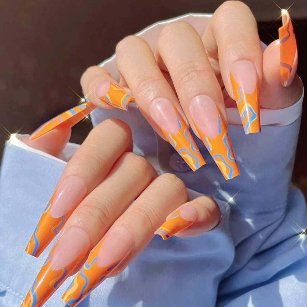 orange and blue nails