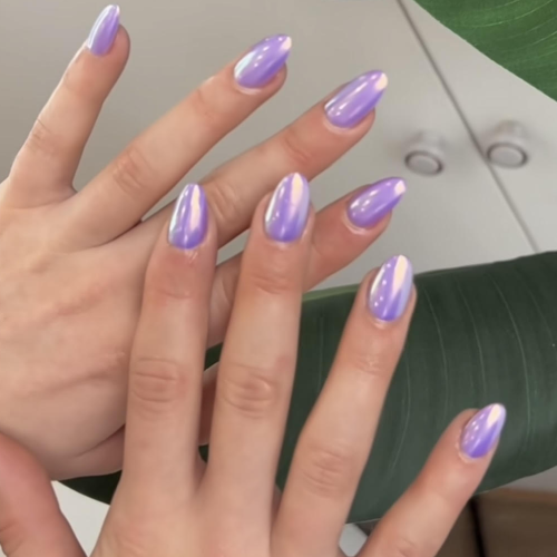 lavender chrome nails