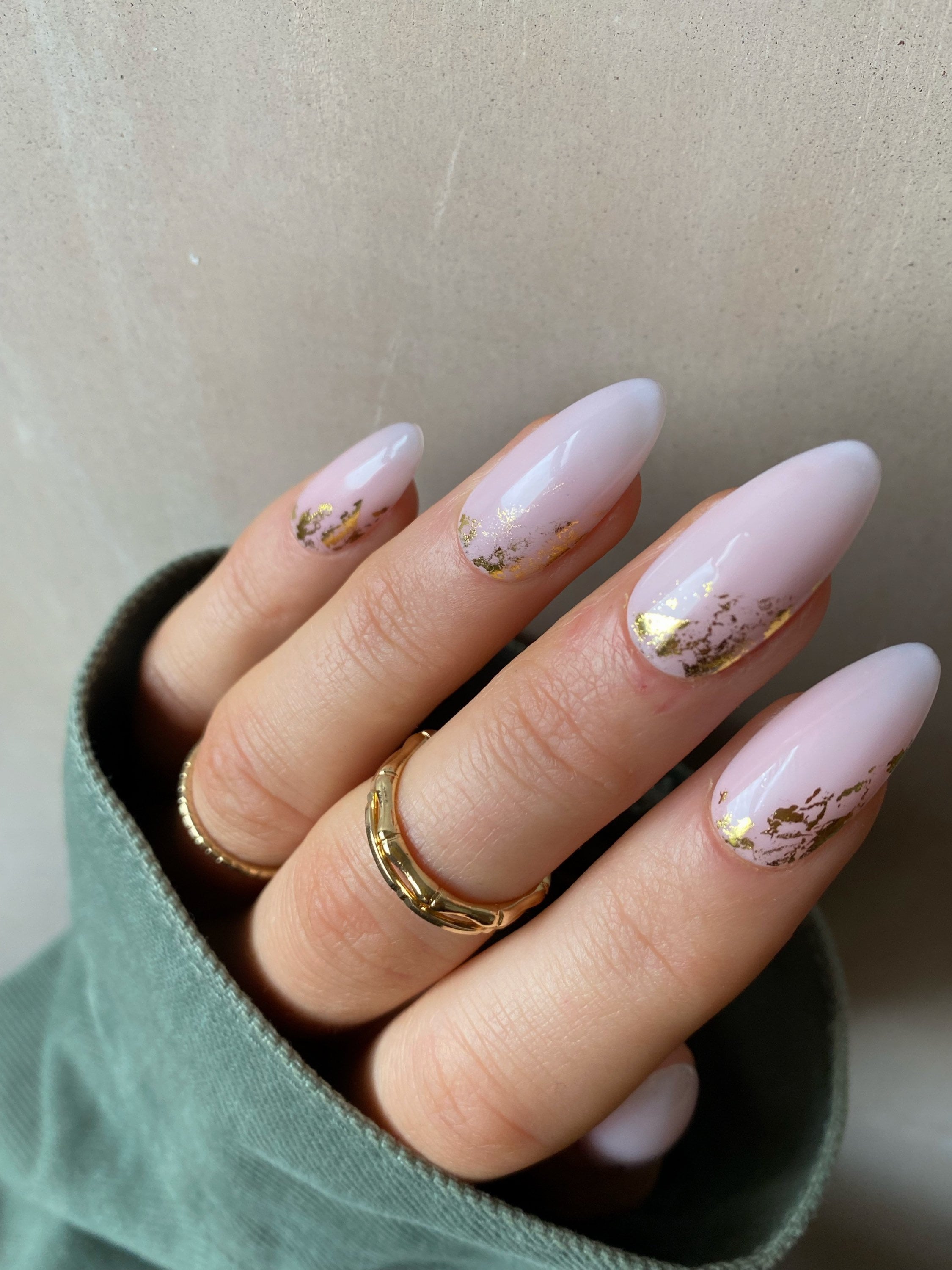 gold and pink nails