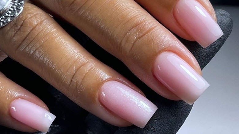 milk pink nails