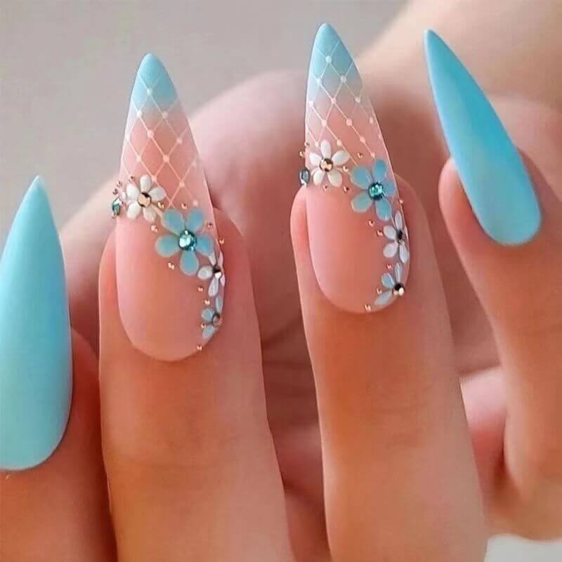 light blue nails