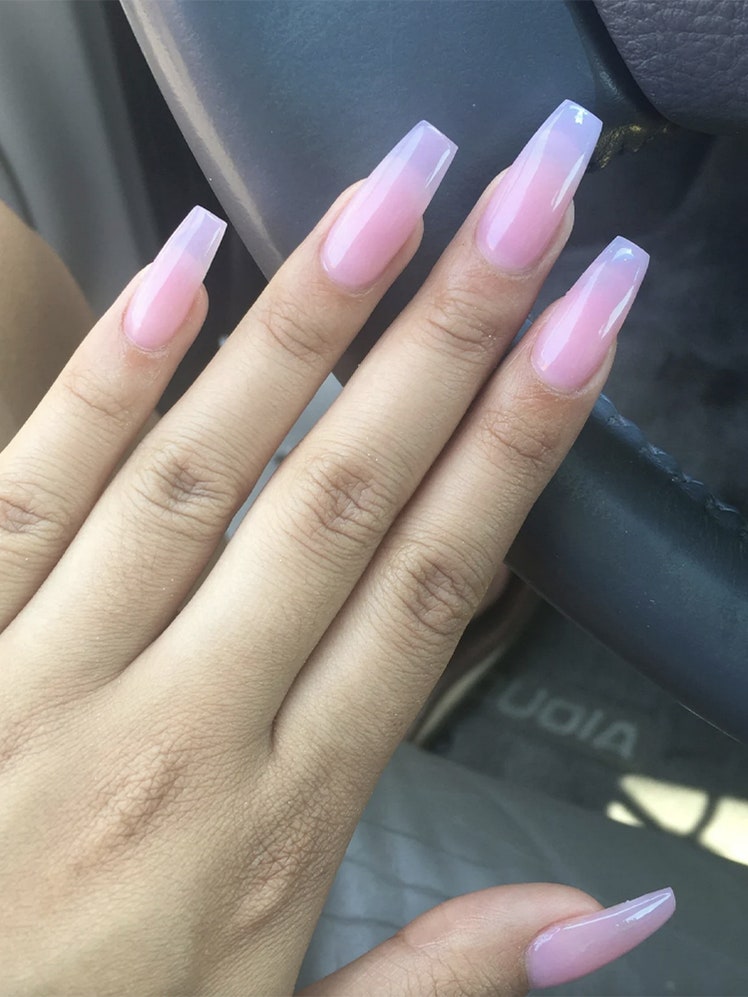 milk pink nails
