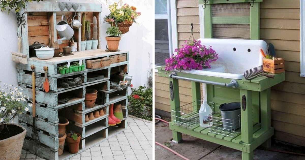 20 DIY Backyard Potting Bench Ideas