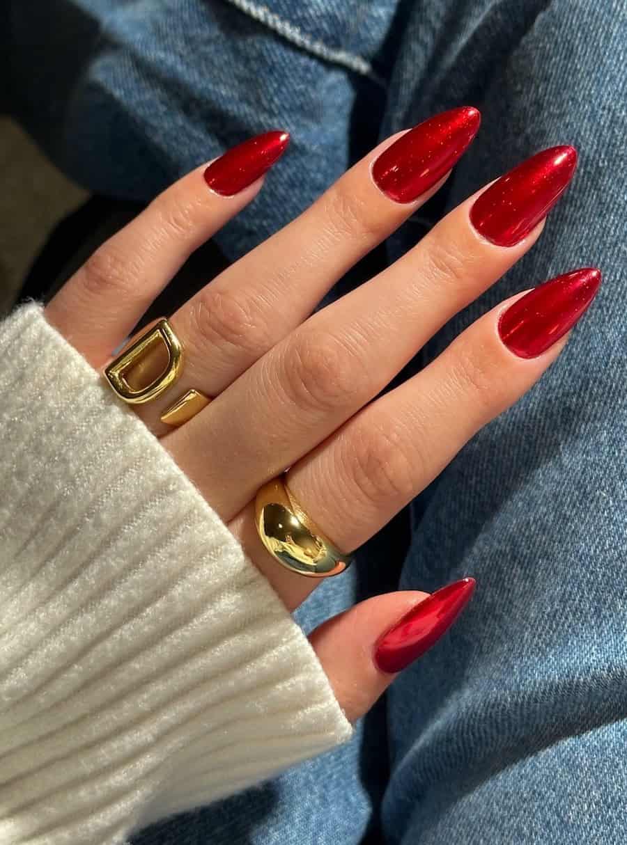 Crimson chrome nails
