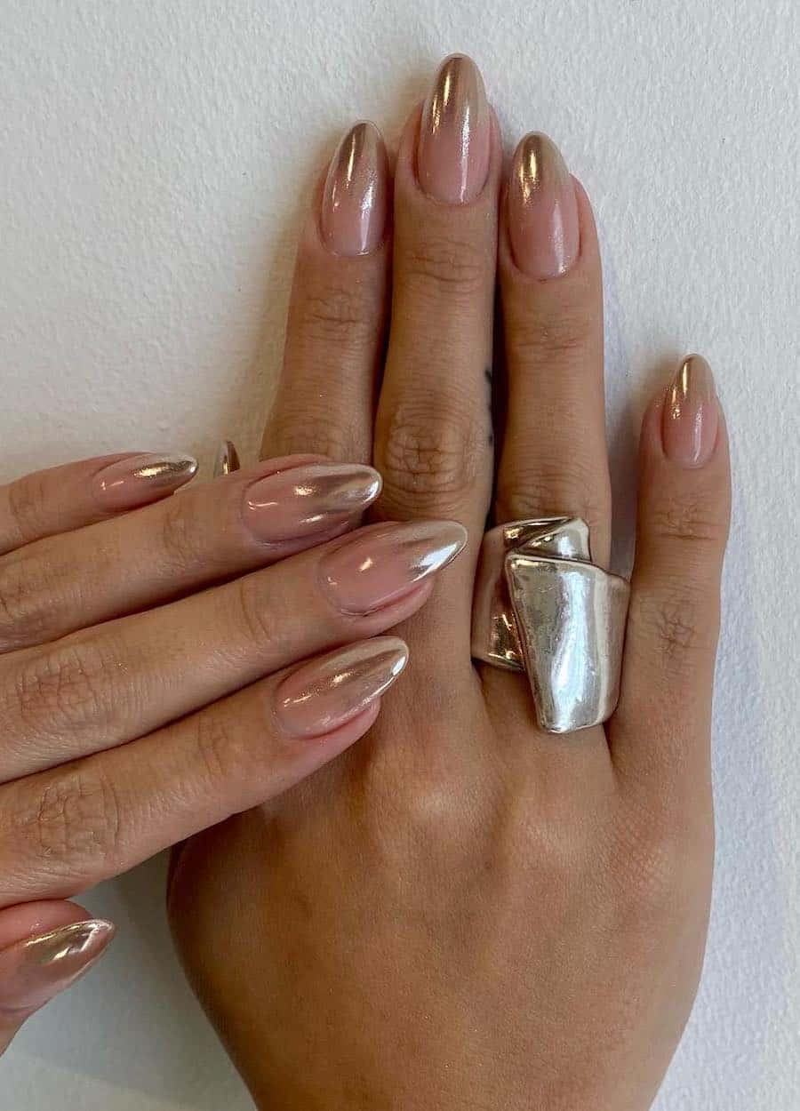 Ombre bronze tips with chrome finish