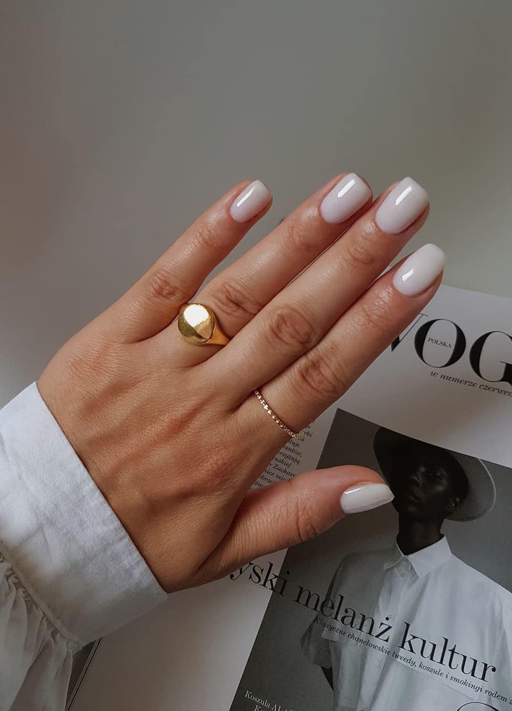 Short milky white nails