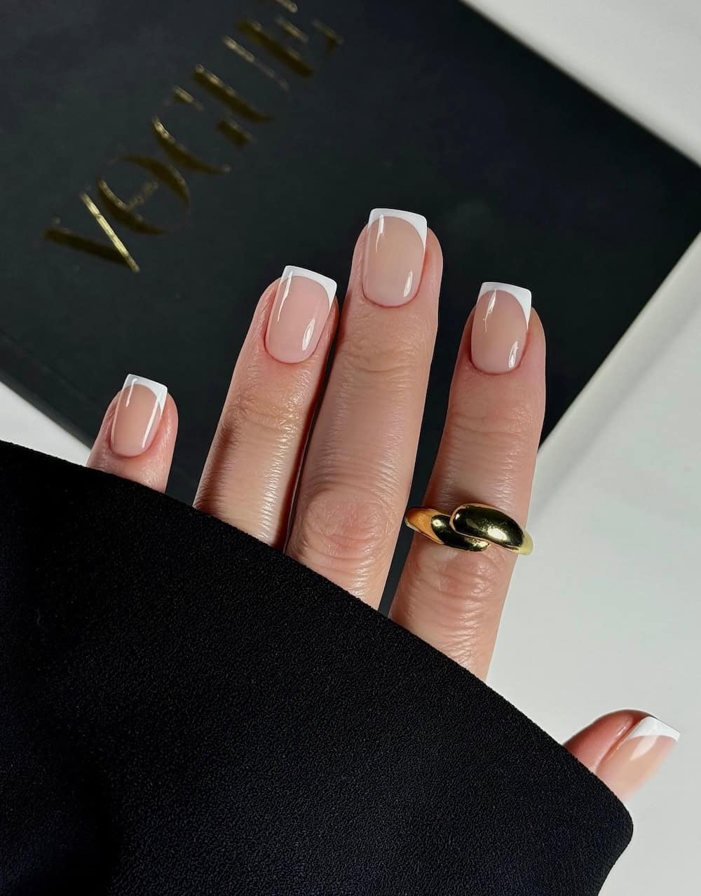 Short square french tips