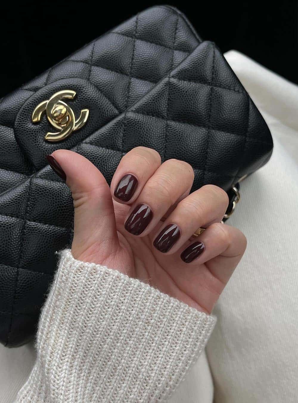 dark brown short nails
