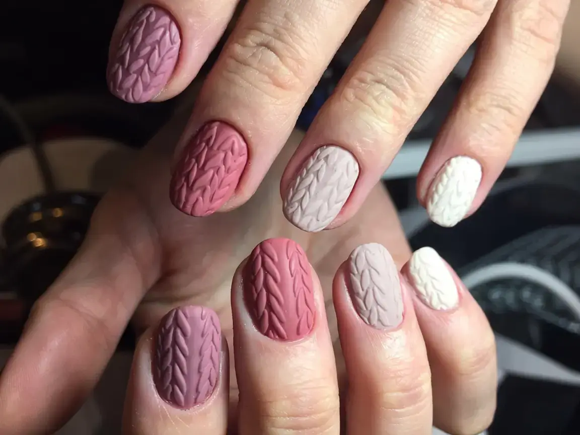 fall sweater nails 2025 Matte Rosewood Knits