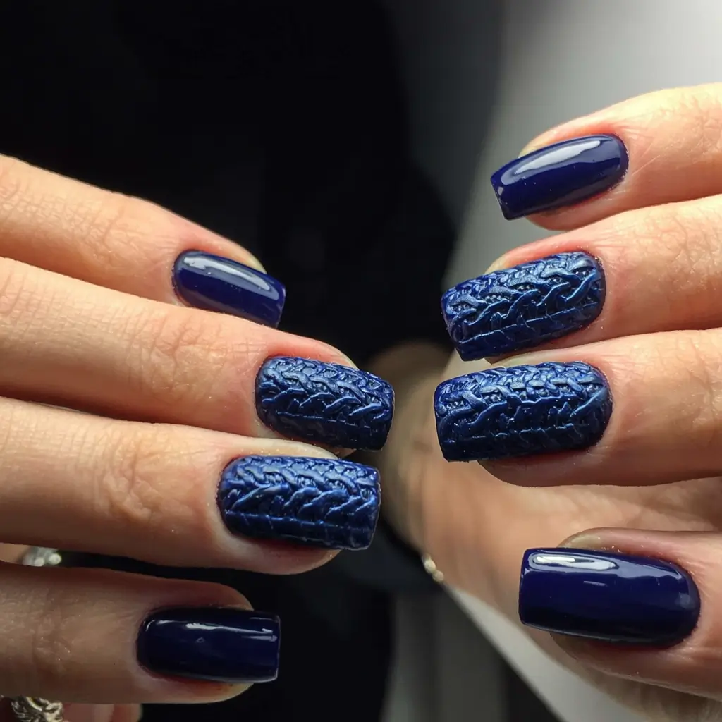 fall sweater nails 2025 Midnight Navy Knits