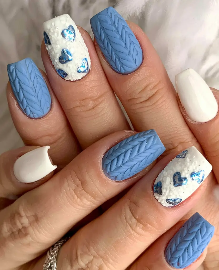 fall sweater nails 2025 Blue Hearts and Knits