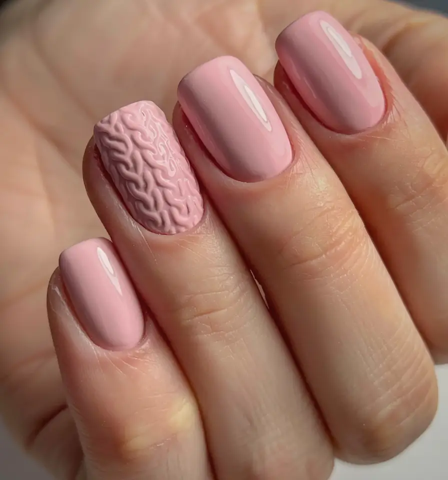 fall sweater nails 2025 Soft Pink Minimalism