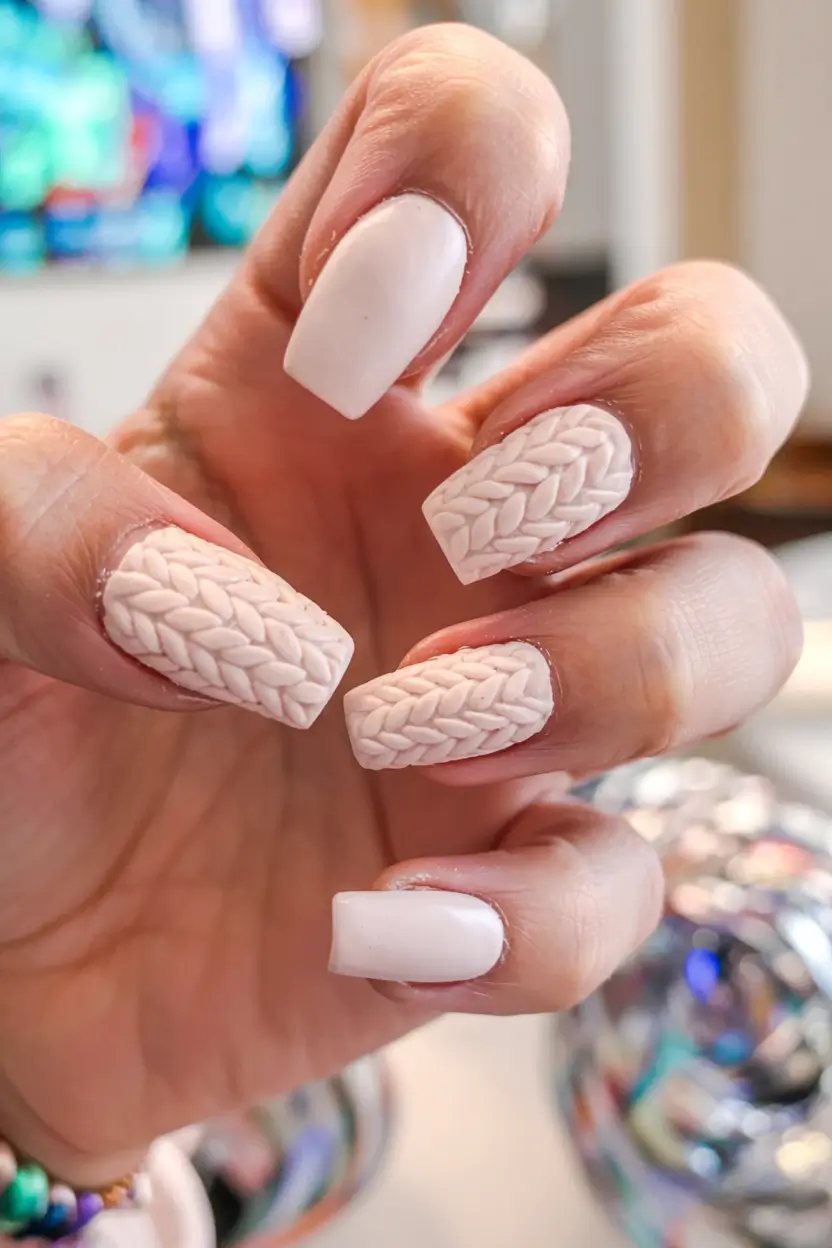 fall sweater nails 2025 Classic White Knits