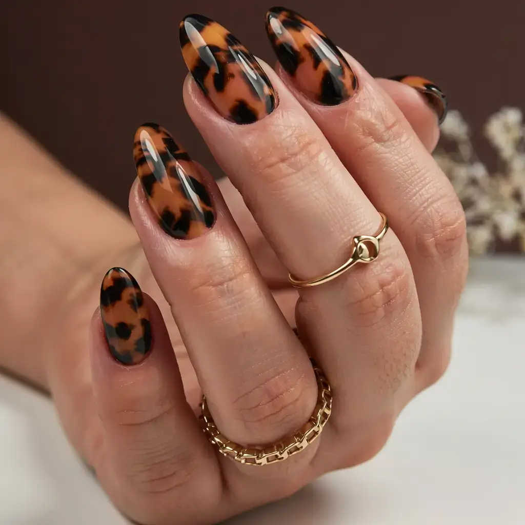 fall tortoiseshell nails 2025 Classic Tortoiseshell Elegance