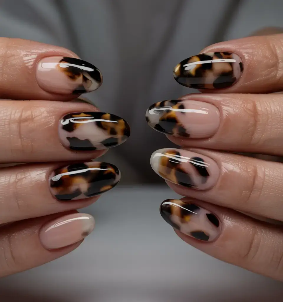 fall tortoiseshell nails 2025 Soft Gradient Tortoiseshell
