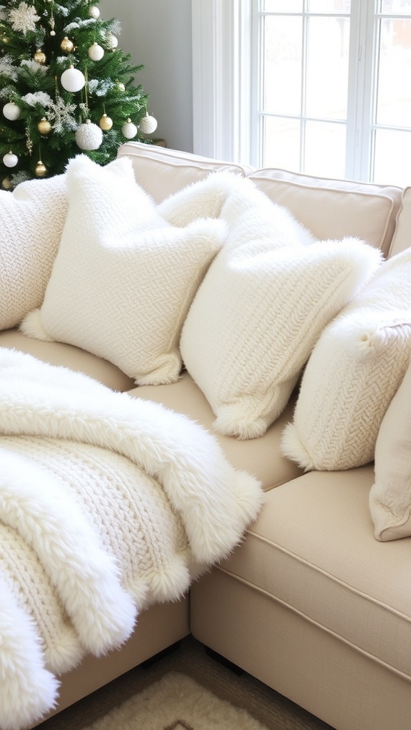 26 White Christmas Decor Inspiration Ideas for an Ethereal Wonderland Elegant white Christmas decor with frosted greenery