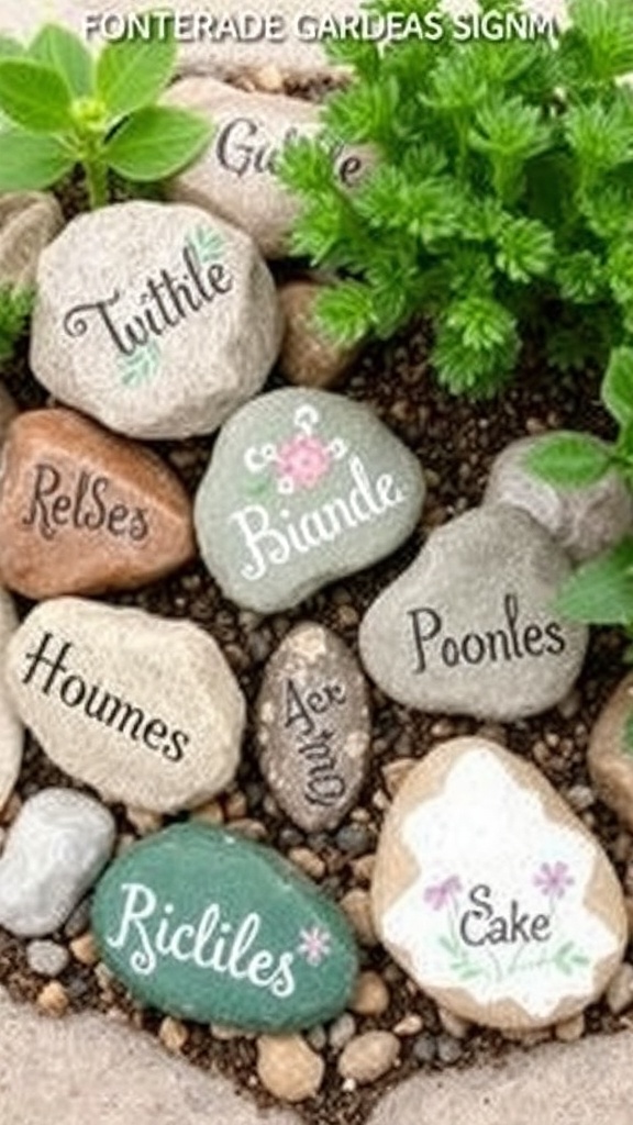 3. Painted River Rocks as Plant Markers