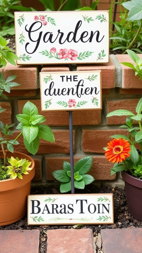 6. Ceramic Tile Signs with Hand-Painted Designs