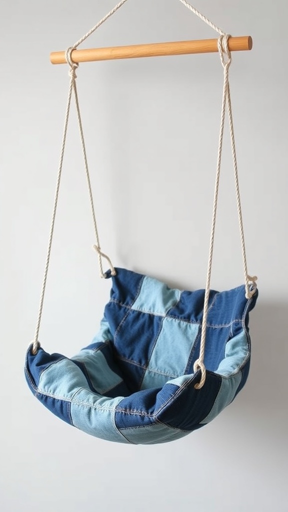 7. Denim Delight: Repurpose Old Jeans into a Hanging Chair