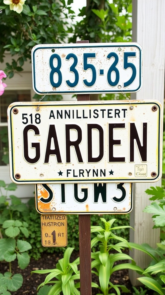 7. Upcycled Metal Signs from Old License Plates