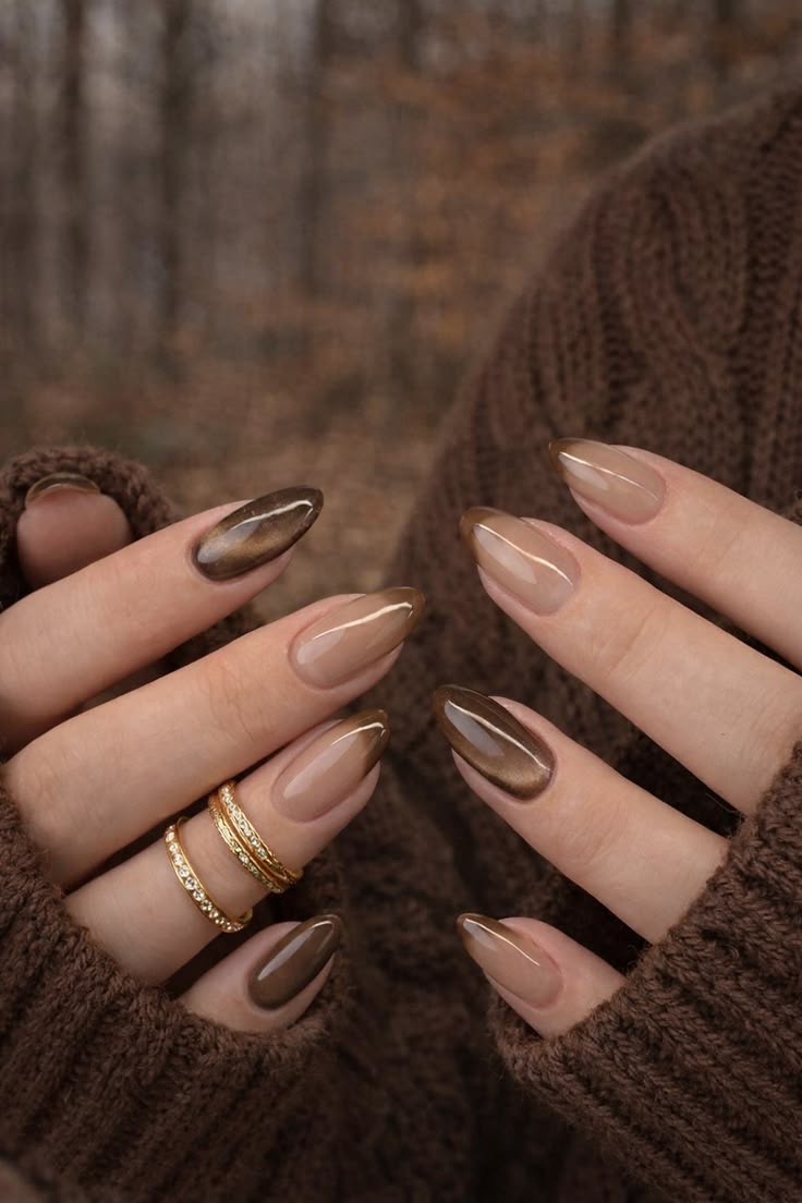 14. Chic Mocha Blend for Cozy Almond Nails