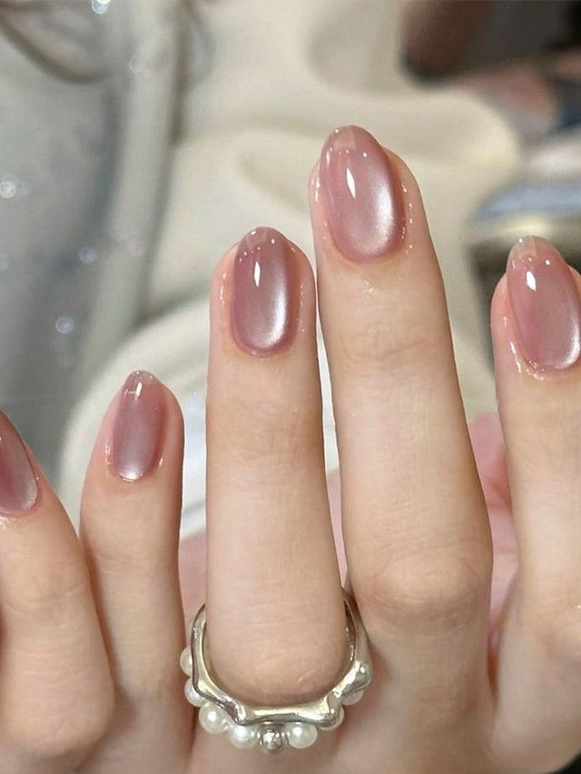 22. Pearlized Perfection for Short Almond Nails