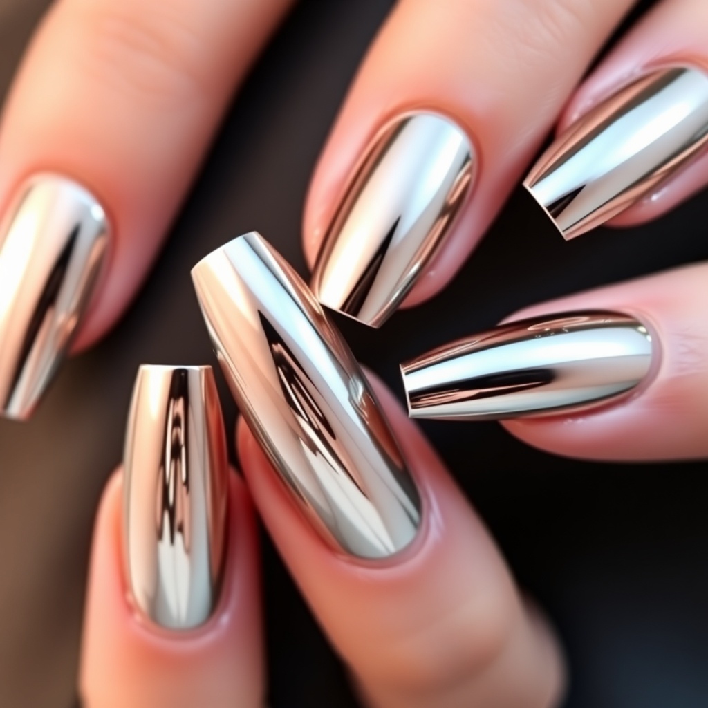 11. Mirror Magic: HighShine Chrome Nail Designs for a Futuristic Look