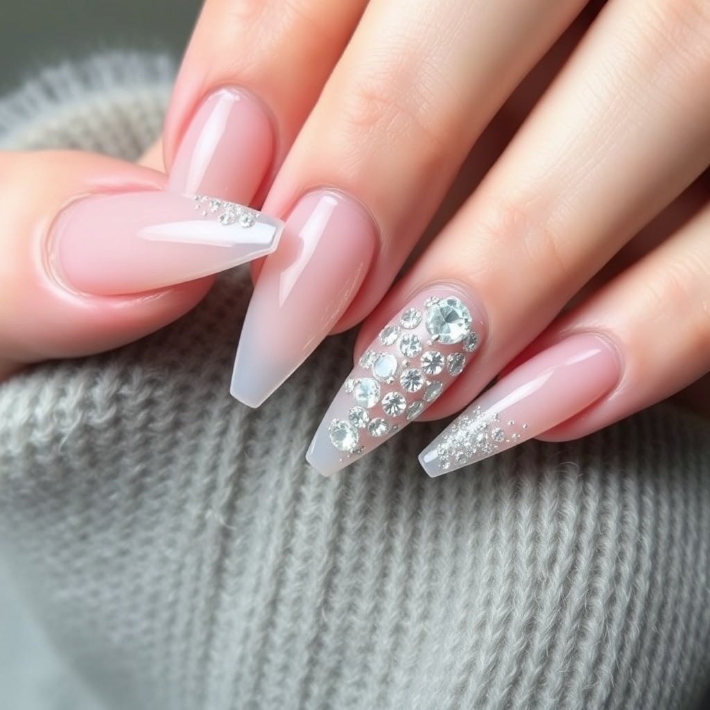 16. Crystal Embellishments for Dazzling Coffin Nails