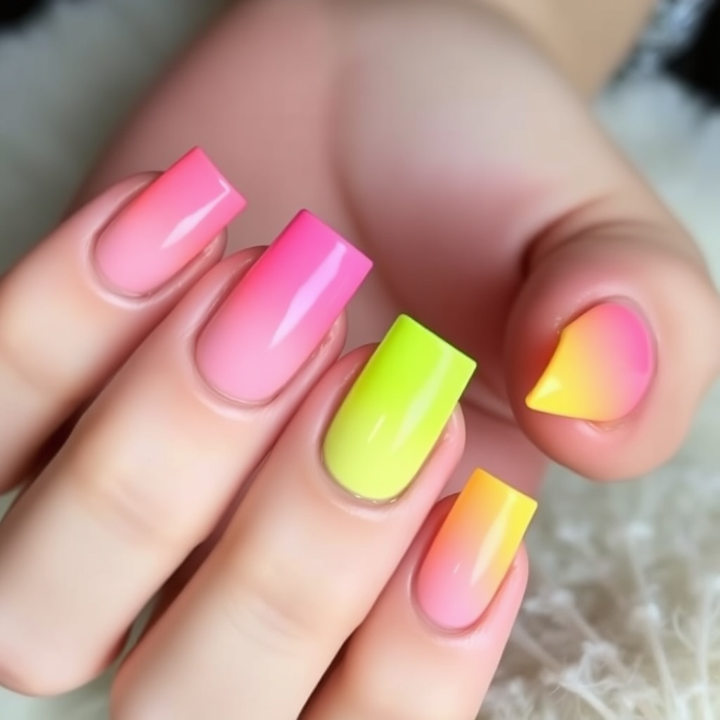 6. Bold Neon Accents for EyeCatching Coffin Nails