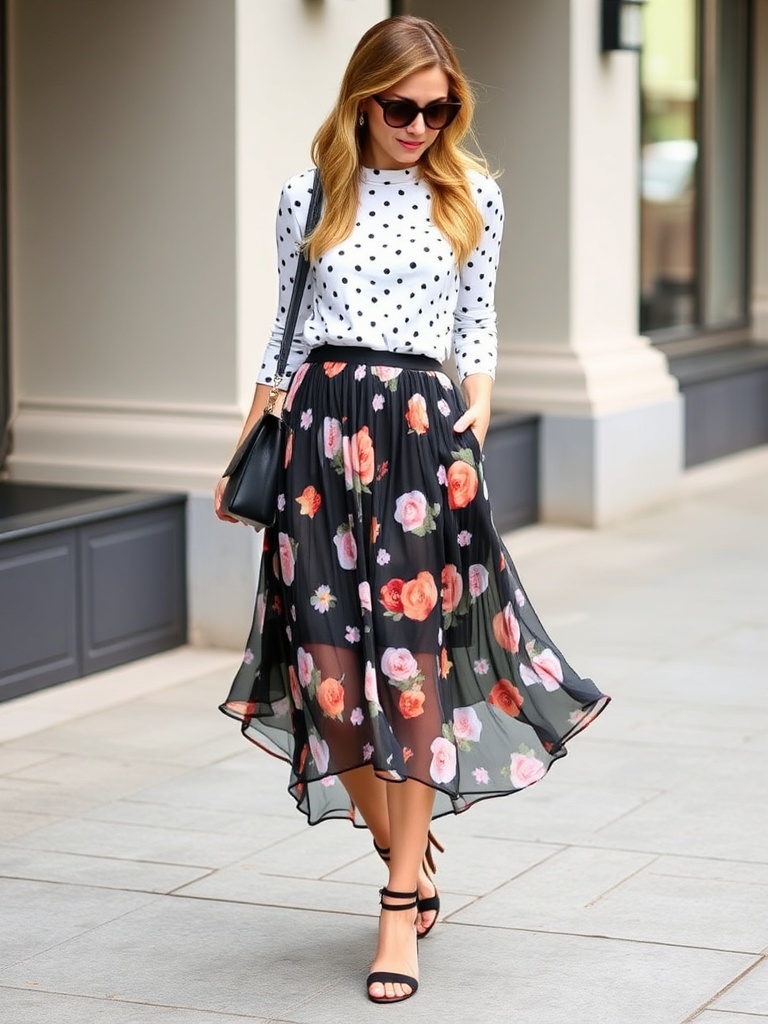 15. Flowy Midi Skirts Paired with Statement Accessories