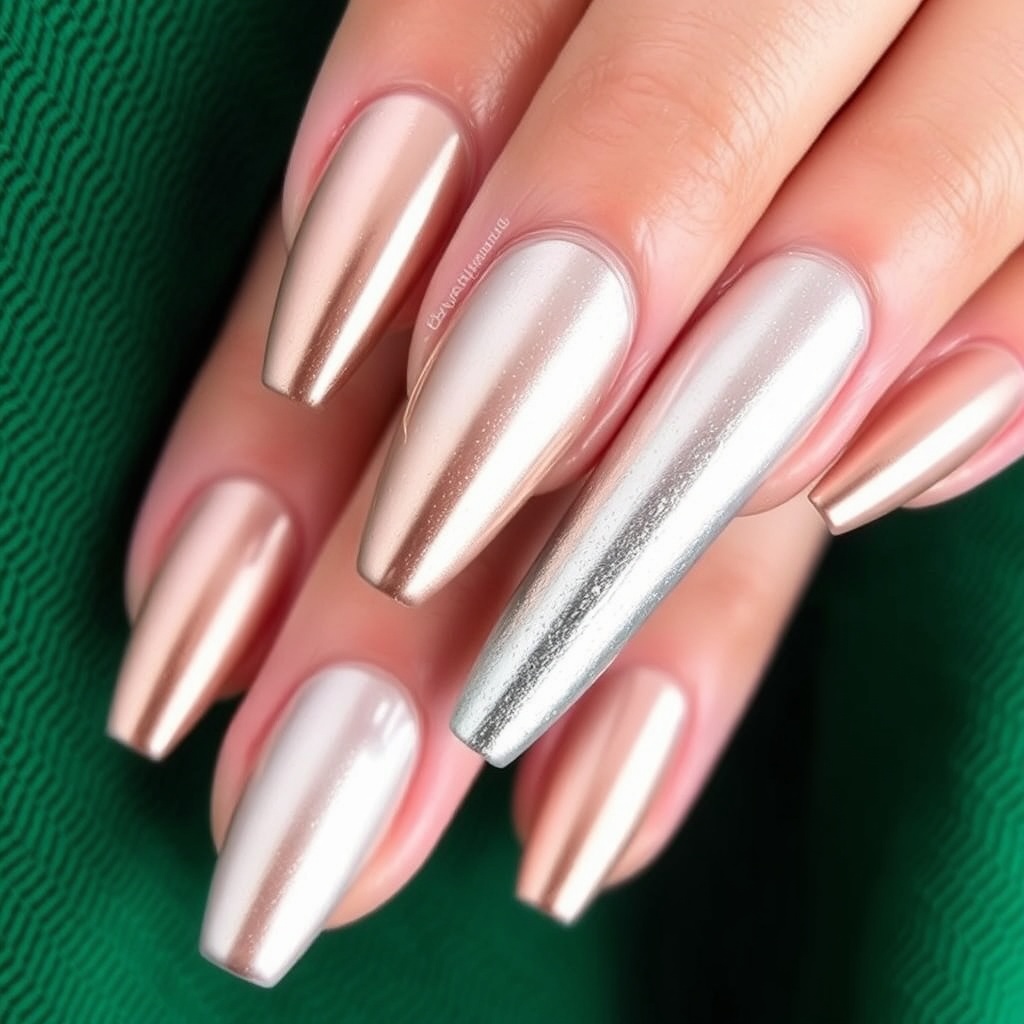 17. TwoTone Elegance: Gradient Chrome Nail Art Concepts