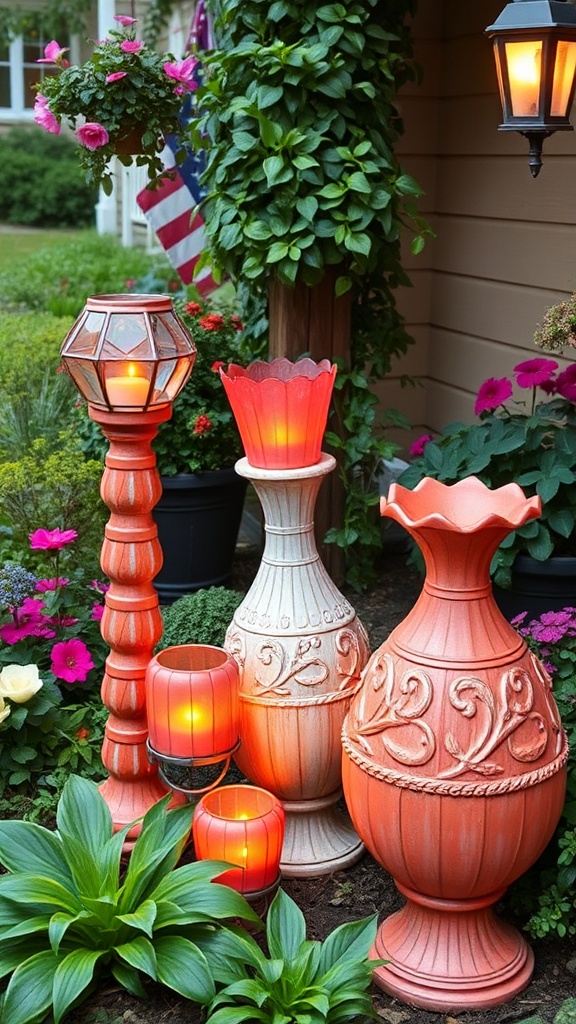 10. Glow-Up Your Garden with Enchanting Illuminated Urns